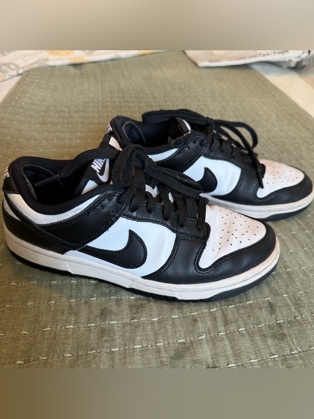 Nike Dunk Low "Panda" White Black Sneakers - Women's Size 6.5 (Style DD1503-101)